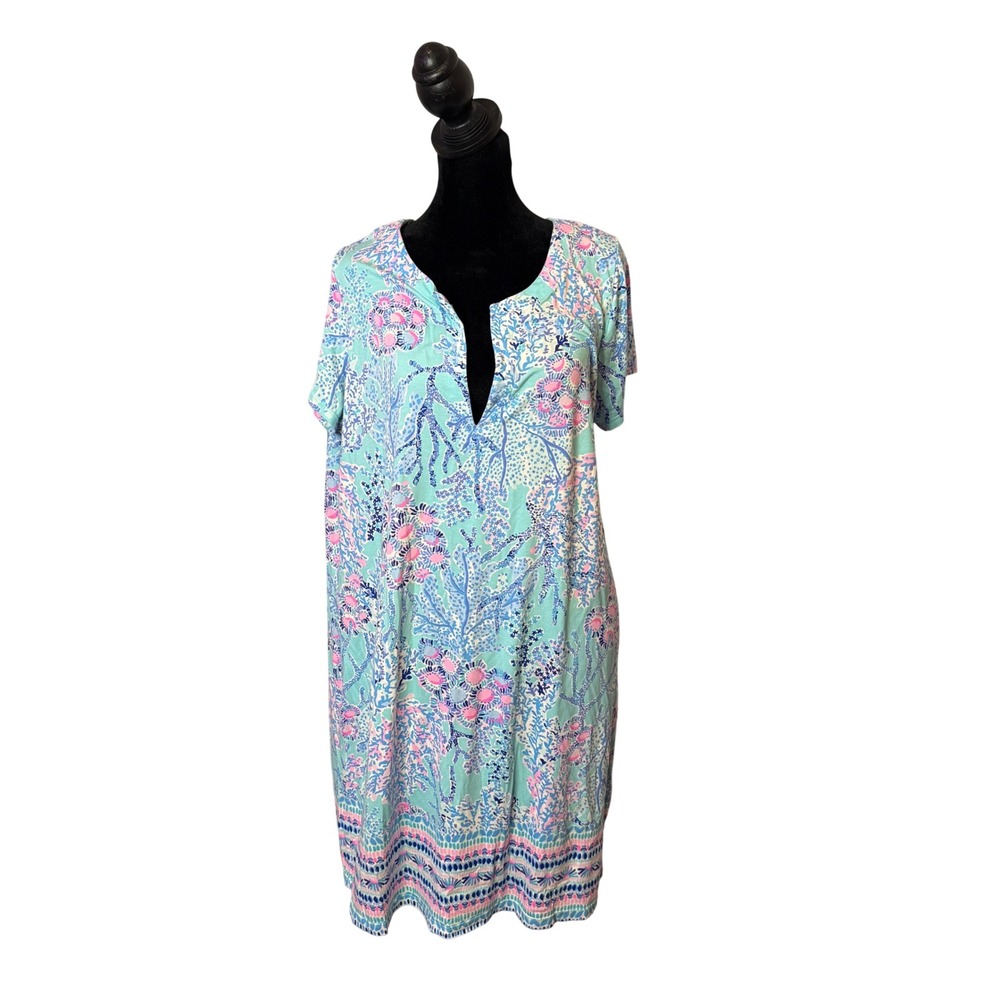 Lilly Pulitzer Sophiletta Shift Dress Womens XXL Blue Ibiza Now You See Me UPF